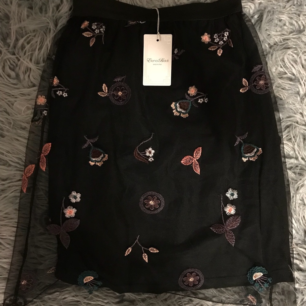 Elena Baldi NEW WITH TAG black skirt with flowers